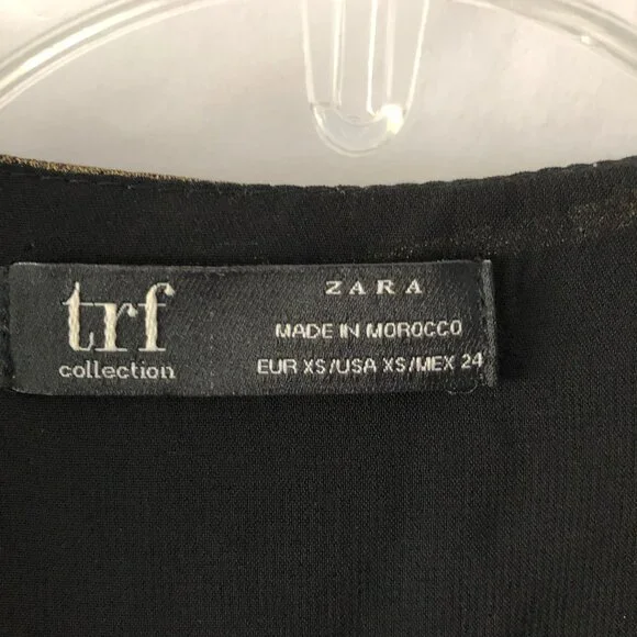 Zara TRF Collection Gold Metallic Wrap Dress Womens Size XS Short Sleeve - Picture 7 of 12